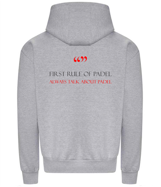 Heather Grey Padel 237 Padel Hoodie - First rule of padel collection Hoodie FirstRuleofPadelHeatherGreyHoodieBack 237 Collective