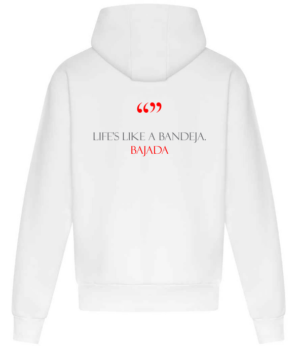 Arctic White Padel 237 Padel Hoodie - Life's like a bandeja collection Hoodie Life_slikeaBandejaArcticWhiteHoodieBack 237 Collective