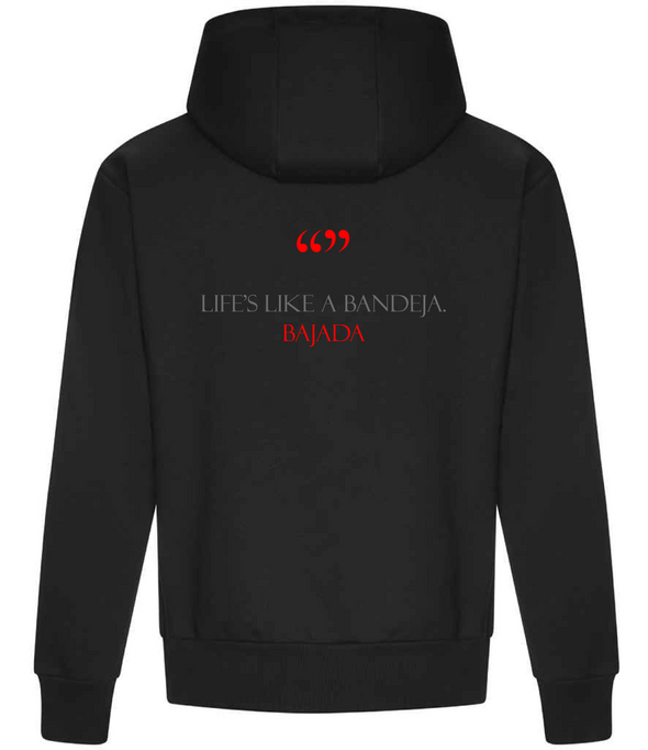 Deep Black Padel 237 Padel Hoodie - Life's like a bandeja collection Hoodie Life_slikeaBandejaDeepBlackHoodieBack 237 Collective