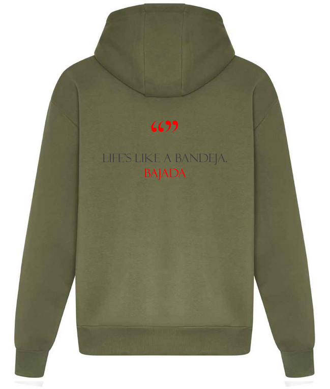 Earthy Green Padel Premium Padel Hoodie - 'Life's Like a Bandeja' | 440gsm | Designed in the UK Hoodie Life_slikeaBandejaEarthGreenHoodieBack 237 Collective
