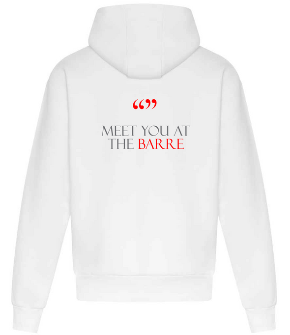Arctic White Dancing 237 Dance Hoodie - Meet you at the Barre collection Hoodie Meet_you_at_the_Barre_Artic_White_Hoodie_Back 237 Collective